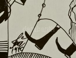 Szász jelzéssel: Merengő. Filc, karton, 27×12 cm