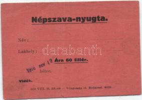 1916. Népszava nyugta 60f-ről T:III+