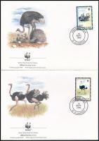 WWF North African ostrich set on 4 FDCs WWF: Észak-afrikai strucc sor 4 db FDC-n