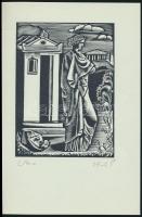 Molnár C. Pál (1894-1981): Delphoi, fametszet, papír, jelzett, számozott (6/100) 12×8,5 cm