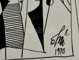 Szász jelzéssel: Arcok. Filc, karton, 27×12 cm