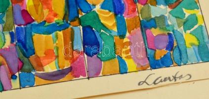 Lantos jelzéssel: Üvegablak tervek (6 db). Akvarell, papír, 8×13 cm (6×)