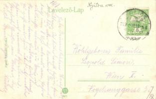 Holics, Holic; Fő tér piaci árusokkal, templom. Fischl Richárd kiadása / Hauptplatz / main square wi...