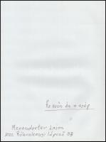 cca 1986 Menesdorfer Lajos (1941-2005) budapesti fotóművész hagyatékából 2 db feliratozott vintage f...