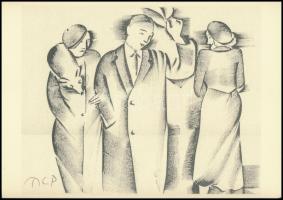 Molnár C. Pál (1894-1981): Köszönés, ofszet, papír, jelzés nélkül, 30×21 cm