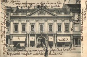 1907 Kassa, Kosice; Városháza, gyógyszertár, Maurer Adolf üzlete. Kiadja Nyulászi Béla / town hall, pharmacy, shop