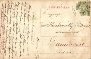 Komárom, Komárno; Kis Baross utca, Schwarz Samu fűszer és csemege kereskedése / street view with sho...