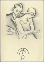 Molnár C. Pál (1894-1981): Közeledés, ofszet, papír, jelzés nélkül, 30×21 cm