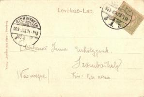 Pozsony, Pressburg, Bratislava; Városi színház, 10-es villamos a megállóban Stollwerck reklámmal. Be...