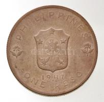 Fülöp-szigetek 1947S 1P Ag T:2,2- patina
Philippines 1947S 1 Peso Ag C:XF,VF patina
Krause KM#185