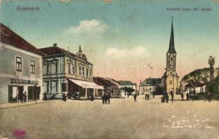 Érsekújvár, Nové Zamky; Kossuth Lajos tér, Leuchter Izidor üzlete / square, shops (kis szakadás / small tear)