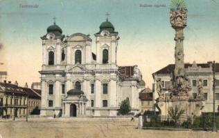 Temesvár, Timisoara; Székesegyház, Szentháromság szobor / cathedral, Trinity statue (fa)