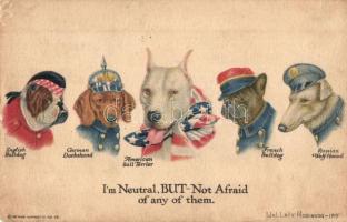 1915 Im neutral, but not afraid of any of them. The Henry Heininger Co. / WWI allied dog breeds, humour s: Wallace Robinson (EK)