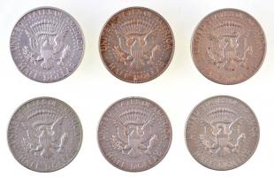 Amerikai Egyesült Államok 1964-1969. 1/2$ Ag "Kennedy" (5xklf) T:1-,2 kis patina
USA 1964...