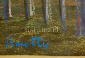 Kmetty jelzéssel: Színes tetők. Pasztell, papír, üvegezett keretben, 22×28 cm