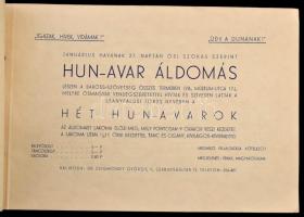 1940 A Baross Szövetség meghívója hun-avar áldomásra. A résztvevők névsorával. 4p. Zsinórfűzött karton borítóval 25x17 cm
