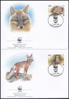 WWF: Sand Fox set in block of 4 on 4 FDC WWF: Homoki róka sor négyestömbben 4 db FDC-n
