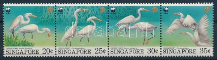 WWF: Kócsagok sor 4 db FDC -n + négyescsík WWF Heron set 4 FDC + stripe of 4