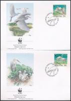 WWF: Kócsagok sor 4 db FDC-n + négyescsík WWF Heron set 4 FDC + stripe of 4