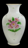 Herendi virágmintás porcelán váza, kézzel festett, jelzett, szájánál hajszálrepedéssel, m: 32,5 cm