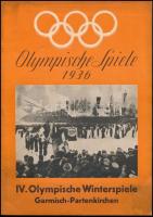 1936 Olympische Spiele. IV. Olympische Winterspiele Garmisch-Partenkirchen 6. bis 16 Februar 1936. Kiadta Julius Wagner. Zurich, Verkehrsverlag A.G. Papírkötés, fekete-fehér fotókkal gazdagon illusztrálva, német nyelven./ Paperbinding, with a lot of black and white photographs, in German language.