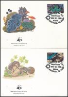 WWF Sea snails and shellfish block of 4 + 4 FDC WWF: Tengeri csigák és kagylók négyestömb + 4 db FDC