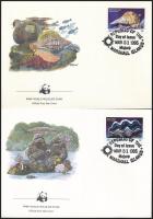 WWF Sea snails and shellfish block of 4 + 4 FDC WWF: Tengeri csigák és kagylók négyestömb + 4 db FDC