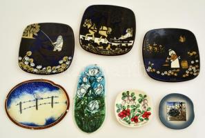 Arabia Design (Finland) porcelán dísztárgyak, matricás, jelzett, hibátlan, összesen: 7 db, d:11-22 cm