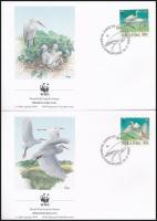 WWF Heron set 4 FDC + stripe of 4 WWF: Kócsagok sor 4 db FDC-n + négyescsík