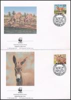 WWF Onager set 4 FDC + set WWF: Vadszamár sor 4 FDC-n + sor