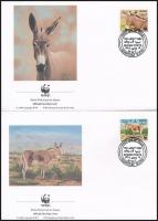 WWF: Vadszamár sor 4 FDC-n + sor WWF Onager set 4 FDC + set