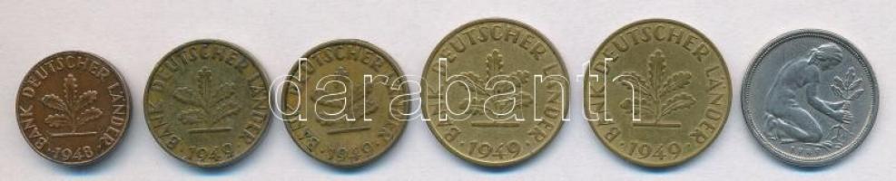 NSZK 1948J 1pf + 1949G 5pf + 1949J 5pf + 1949F 10pf + 1949G 10pf + 1949J 50pf T:2,2-
FRG 1948J 1 Pf...