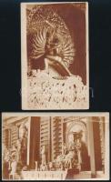 cca 1910 Japáni buddhista emlékek, 6 db fotólap, 14×9 cm /  cca 1910 Japanese Buddhist monuments (temple interiors, etc.), 6 photographs, 14×9 cm