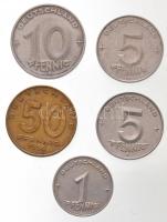 NDK 1950A 5pf Al + 1950E 10pf Al + 1950A 50pf Al-Br + 1953E 1pf Al + 5pf Al T:2
GDR 1950A 5 Pfennig...
