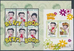 Betty Boop cartoon minisheet + block, Betty Boop rajzfilmfigura kisív + blokk