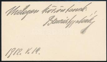 1912 Benczúr Gyula (1844-1920) saját kézzel írt sorai és aláírása Paczka Ferenc (1856-1925) festőműv...
