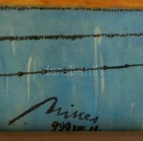 Mikes jelzéssel: Vitorlások. Vegyes technika, papír, üvegezett keretben, 23×29 cm