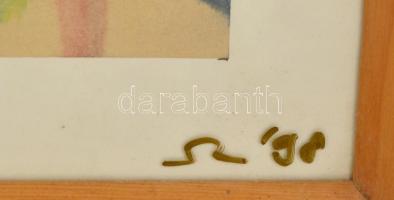 Sz jelzéssel: Szakállas portré. Akvarell, papír, üvegezett keretben, 44×32 cm