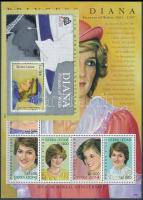 In memoriam Princess Diana mini sheet + block, Diana hercegnő emlékére kisív + blokk