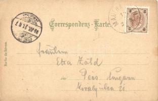 1898 Mauthausen, Volksschule, Marktplatz / school, market square. Kunstanstalt Karl Schwidernoch No....