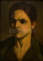 Farkas jelzéssel: Női portré. Olaj, fatábla, keretben, 33×24 cm