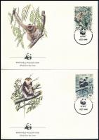 WWF: Majmok sor 4 db FDC-n WWF monkeys set on 4 FDC-s