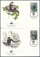 WWF: Majmok sor 4 db FDC-n WWF monkeys set on 4 FDC-s