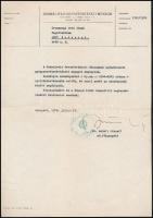 1976 Antall József (1932-1993) a Semmelweis Orvostörténeti Múzeum megbízott főigazgatója, későbbi miniszterelnök gépelt, aláírt levele Oromszegi Ottó (1930-?) fagottművész részére személyes adománya tárgyában, fejléces papíron