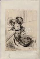 Ducsay Béla (1893-1967): Napraforgók. Szén, papír, jelzett, kartonra ragasztva, 30×23,5 cm