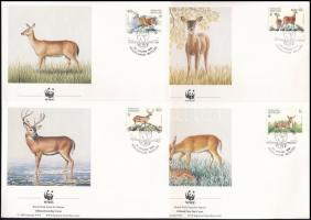 WWF: Deer set on 4 FDC WWF: Szarvasok sor  4 FDC-n + a sor WWF-es értékei