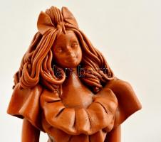 Iparművész női figura, jelzés nélkül, mázas kerámia, hibátlan, m:24 cm