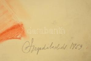 Szegedi Molnár Géza (1906-1970): Női portré. Pasztellkréta, papír, jelzett, szakadással, 55x44 cm