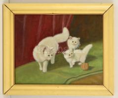 Szorády jelzéssel: Cicák. Olaj, vászon, fa keretben, 39x49 cm