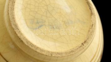 cca 1890 Zsolnay bambusz mintás kis kiöntő, kézzel festett, jelzett (TJM), hibátlan, m:9,5 cm